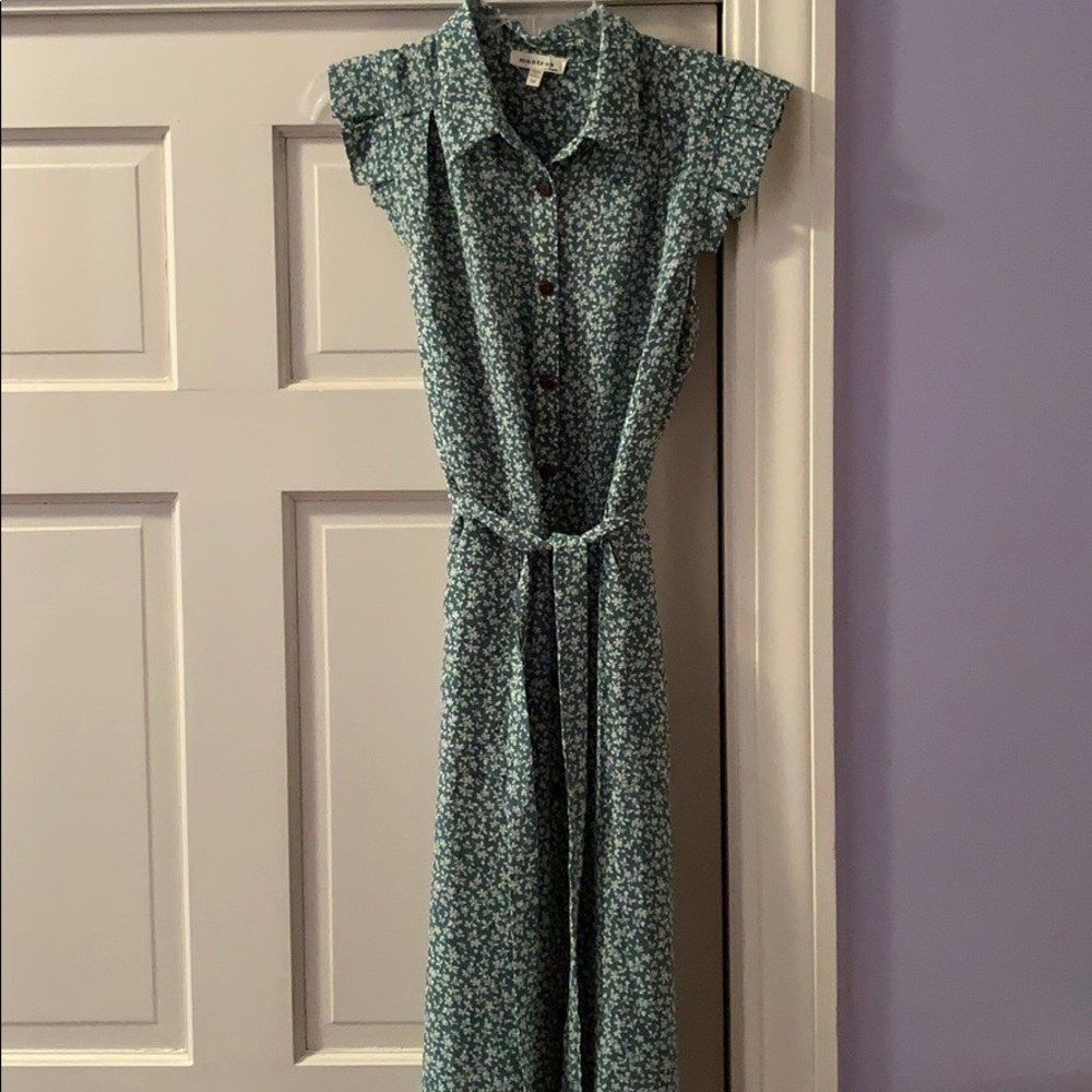 Green floral midi dress